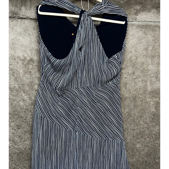 Donna Karan New York Stripe Resortwear Vacation Maxi Dress Size 16 Navy Blue NWT - Picture 4 of 11